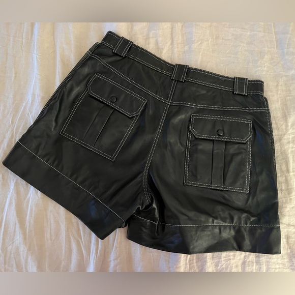 Leather Ganni high waisted shorts - Picture 2 of 4